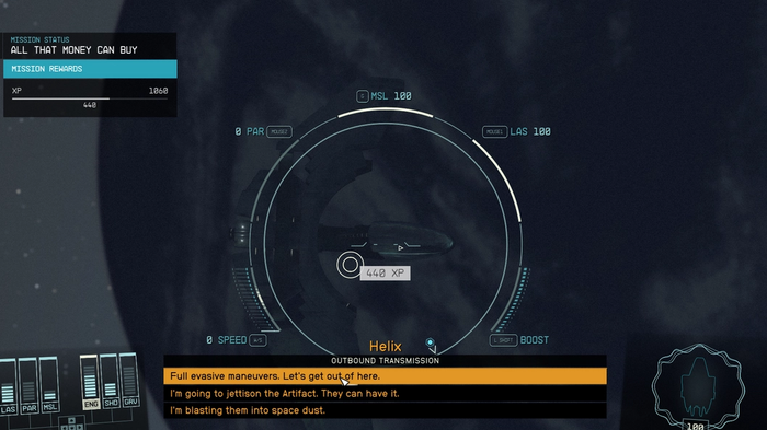 starfield all that money can buy starborn ship dialogue options and xp reward
