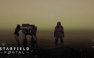 Vasco the robot stands next to a character looking out across a planet