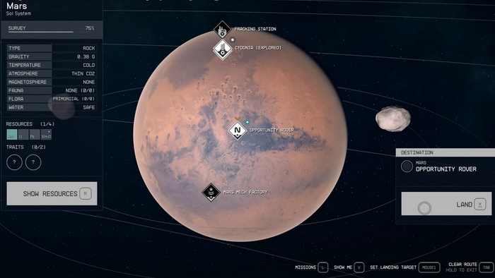 starfield mars rover opportunity location