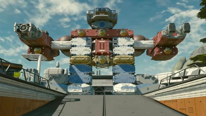 A ship made to look like a giant robot