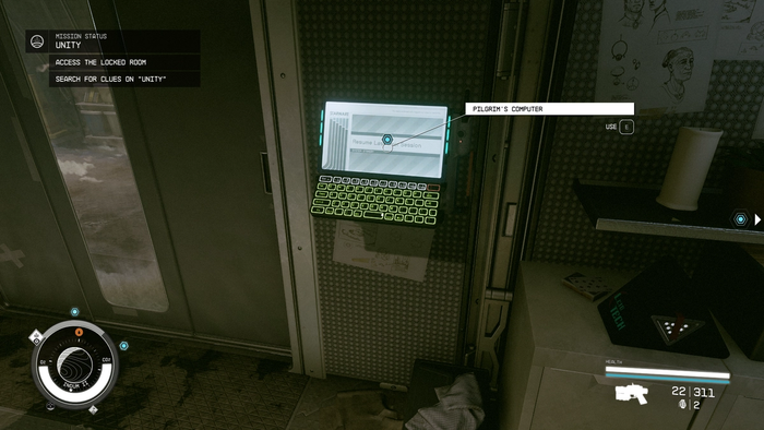 starfield unity quest pilgrim's computer