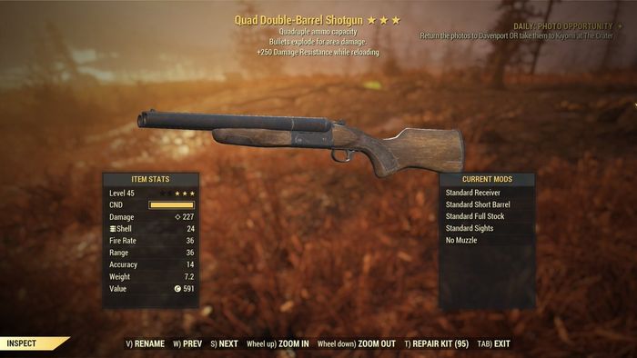 double barreled shotgun fallout 76