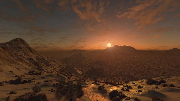 starfield sunset