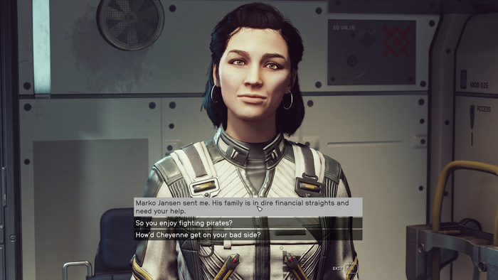 starfield rough landings board the dalliance and talk to milena