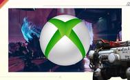 the xbox logo is on a white background next to a robot .