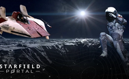 character jumping next to star wars a-wing