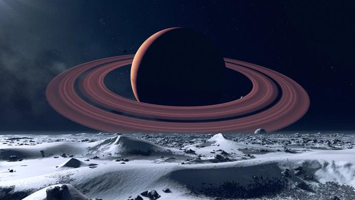 an ice moon red gas giant