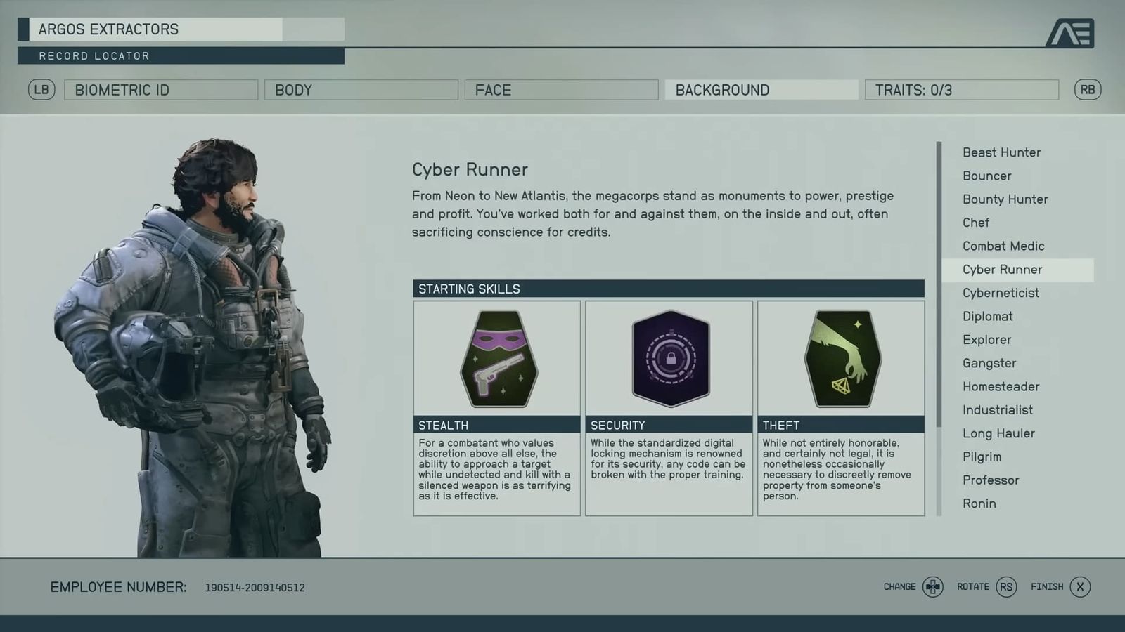 Cyber Runner info and skills in Starfield