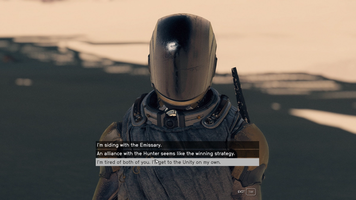 starfield unearthed hunter or emissary choice