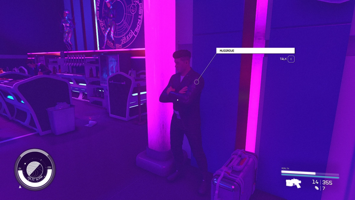 starfield all that money can buy musgrove with case leaning against wall in astral lounge