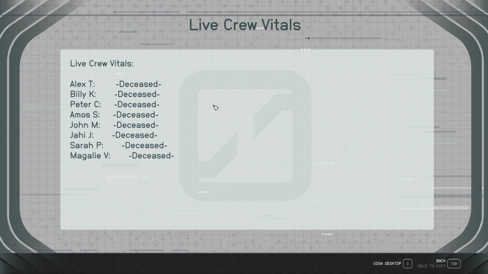 starfield colander crew vitals all deceased