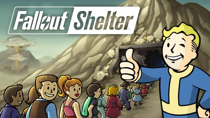 Logo for Fallout Shelter with vault boy giving his trademark thumbs up