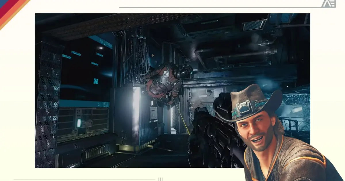 a man in a cowboy hat is playing a video game .