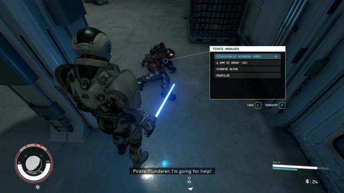 image of a starborn with blue lightsaber