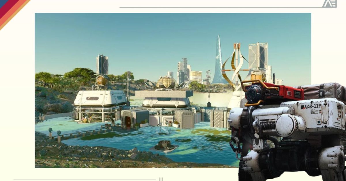 a robot is standing next to a picture of a futuristic city .