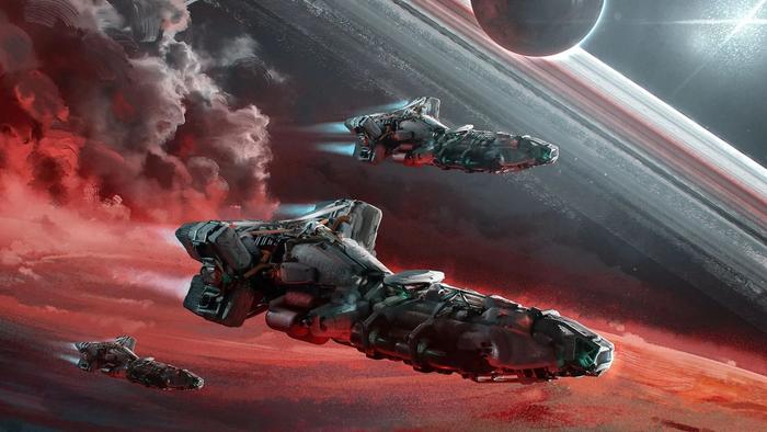a fleet of ships in starfield