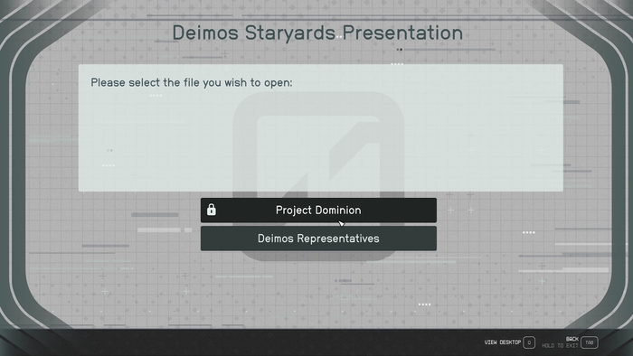 starfield top secret project dominion secret files
