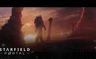 An explorer walks across a planet thinly lit by the sun