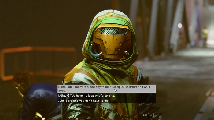 starfield ebbside strikers showdown disciples dialogue