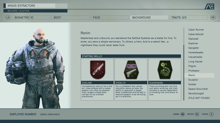 starfield ronin background