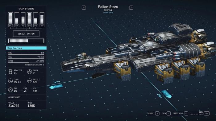 Starfield: Ship Builder Interface