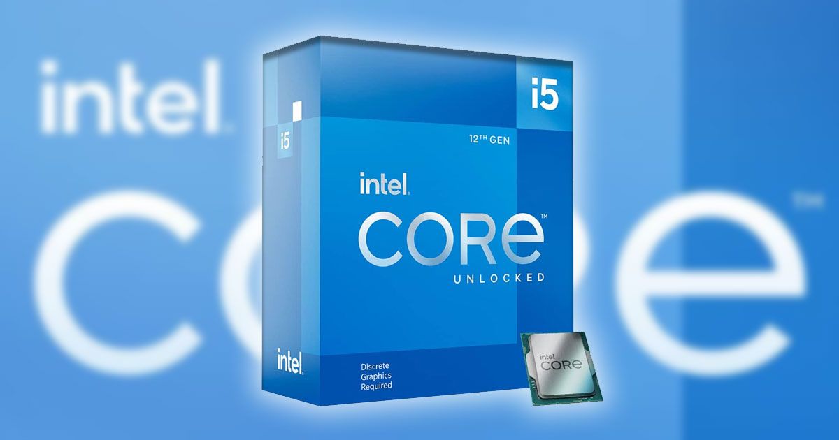 A blue box featuring Intel Core branding in white and a silver on the front and a blurry image of Intel Core in the background.
