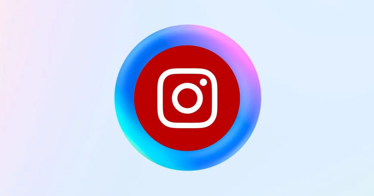 Red version of the Instagram logo in the center of the Meta AI circle wallpaper