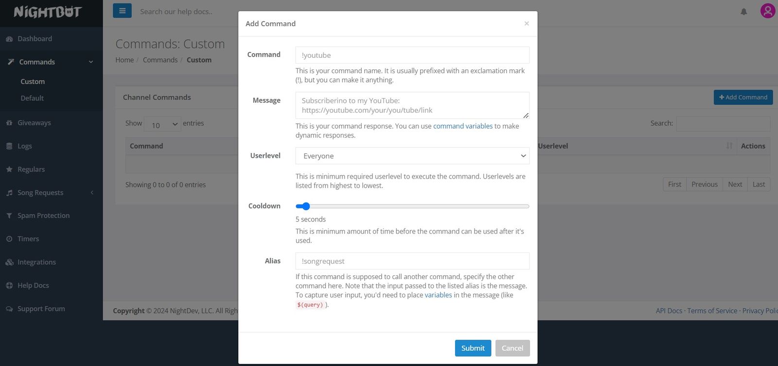 how to add commands on twitch in chat