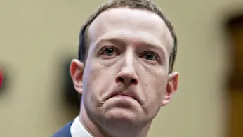 A close-up of Mark Zuckerberg during a trial pulling a sad / disappointed face